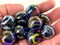 SNORKLE Blue/Yellow Iridescent Glass Marbles 22mm (7/8 inch) SHOOTER Taw (Lot of 5)